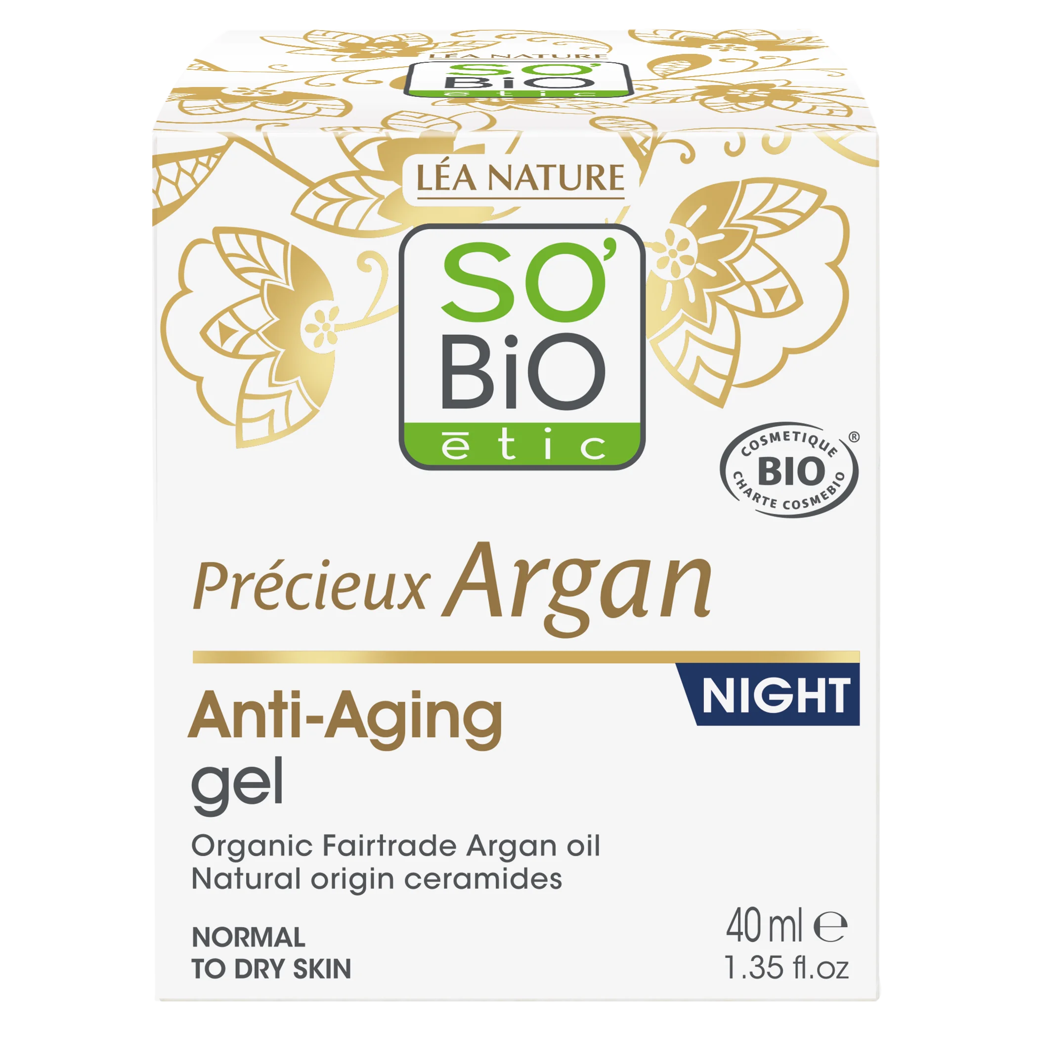 SO’BiO étic Anti-age Precieux Argan Gel nocny BIO (50 ml) - regeneruje i wygładza skórę