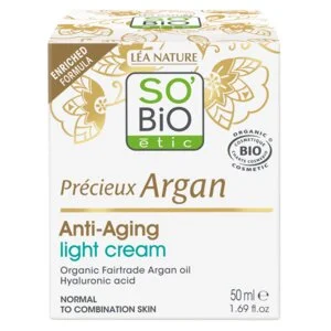 SO’BiO étic Anti-age Precieux Argan Lekki krem na dzień do cery normalnej i mieszanej BIO (50 ml) - nawilża i ujędrnia skórę