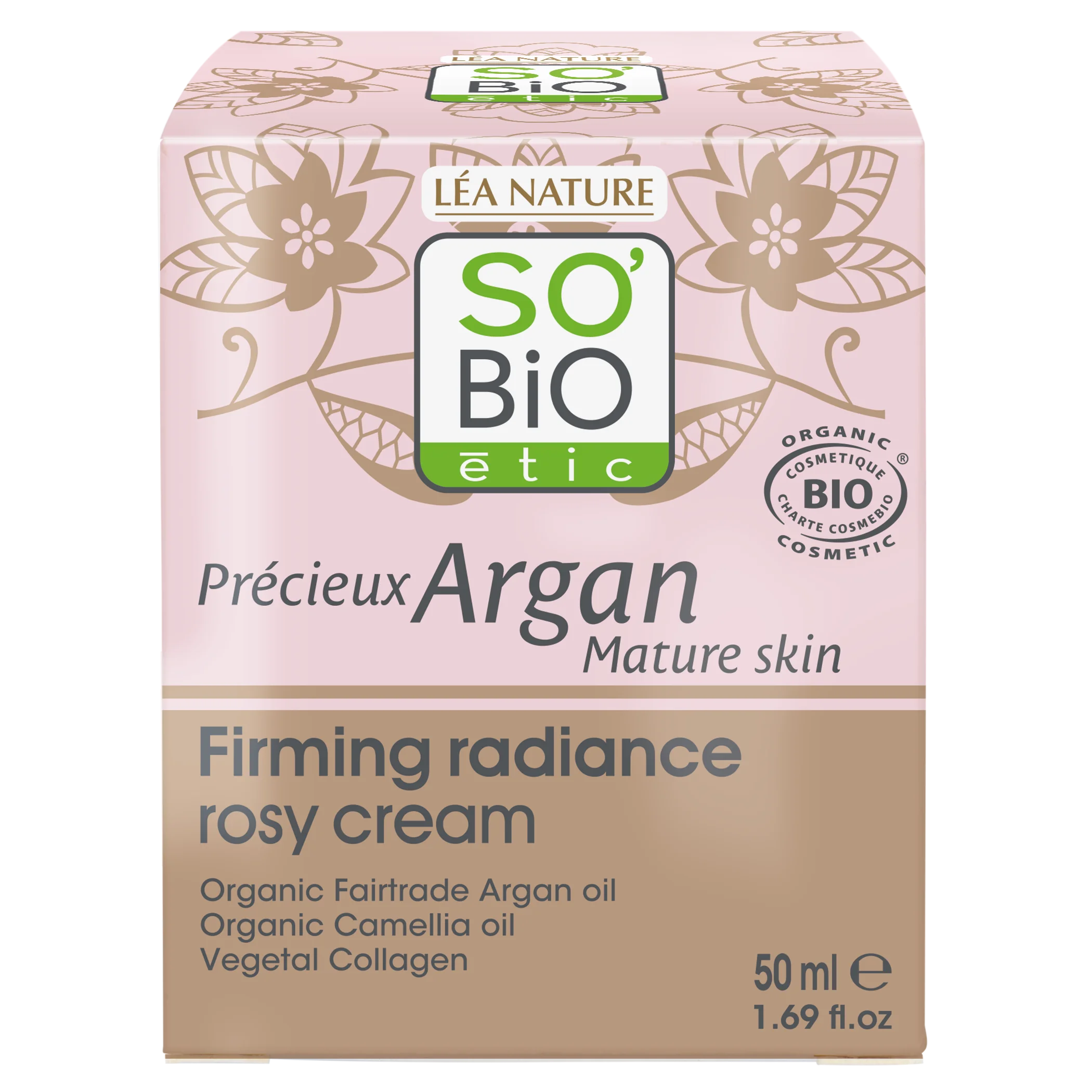 SO’BiO étic Anti-age Precieux Argan Różowy krem na dzień ujędrniający GOLD BIO (50 ml) - ujędrnia i rozświetla skórę