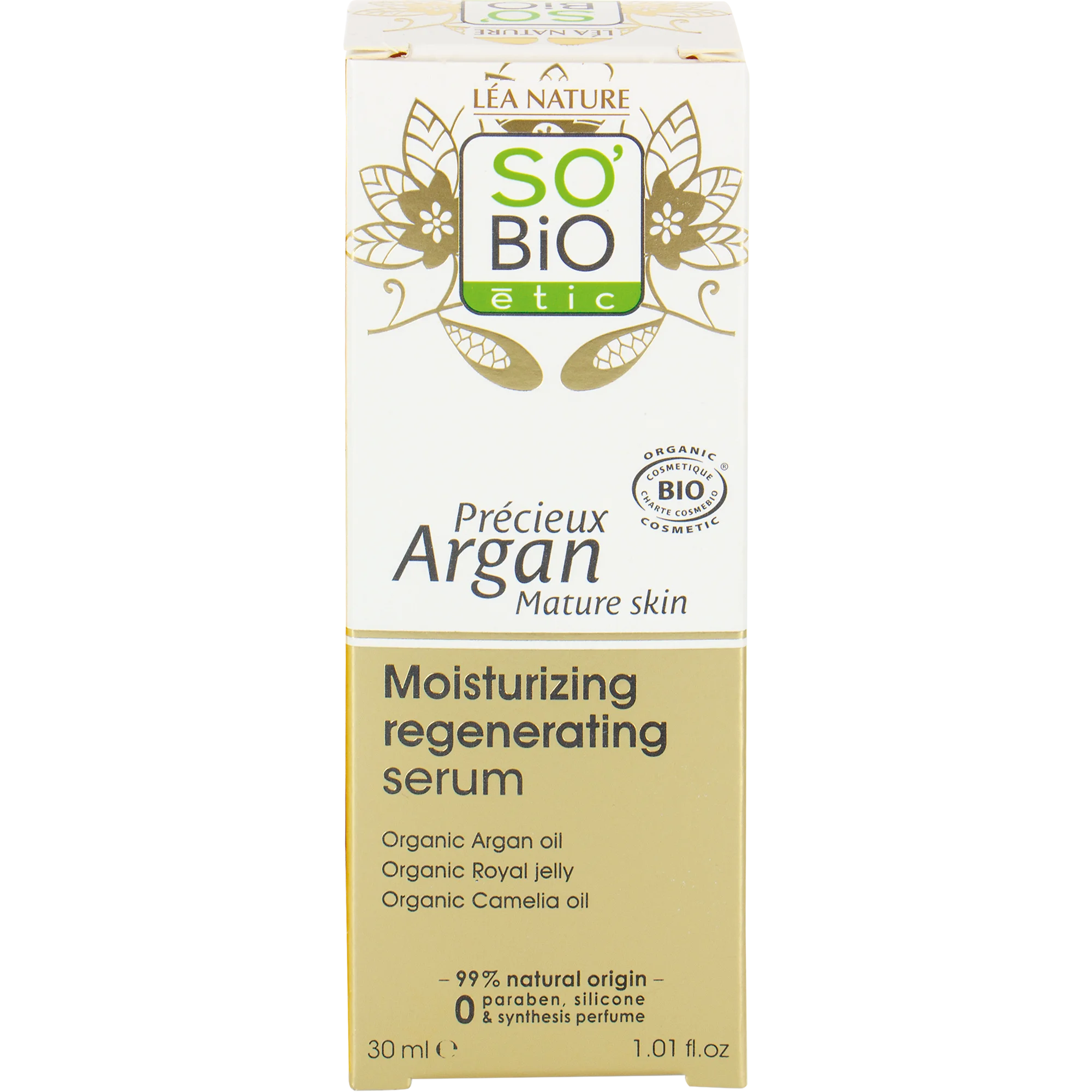 SO’BiO étic Anti-Age Precieux Argan Sérum nawilżające i regenerujące GOLD BIO (30 ml) - z kwasem hialuronowym