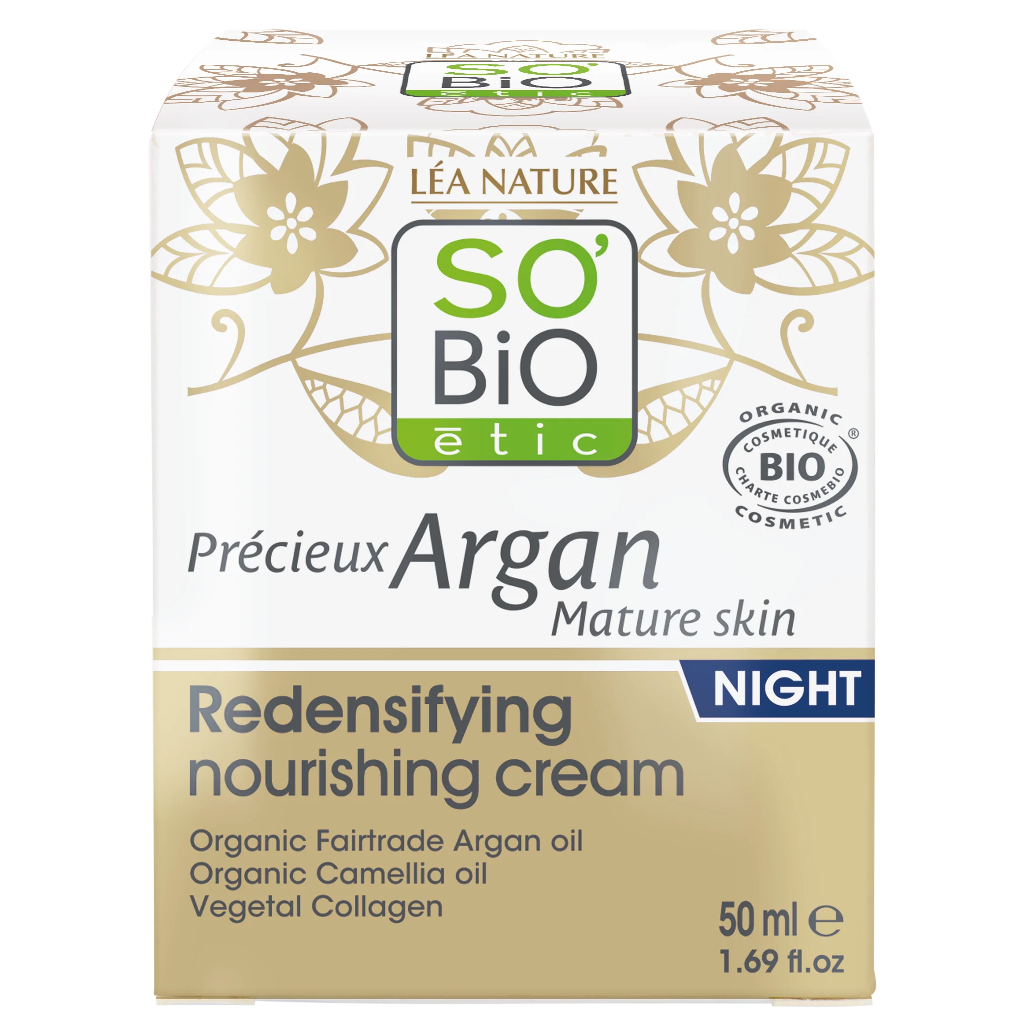 SO’BiO étic Anti-age Precieux Krem na noc odżywczy i ujędrniający GOLD BIO (50 ml) – idealny do cery dojrzałej