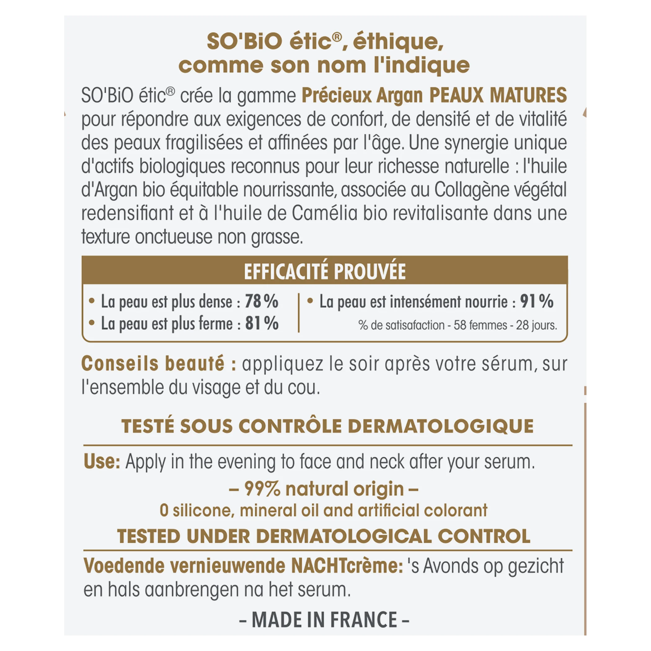 SO’BiO étic Anti-age Precieux Krem na noc odżywczy i ujędrniający GOLD BIO (50 ml) – idealny do cery dojrzałej