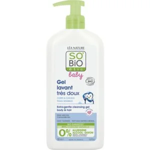 SO’BiO étic BABY Żel myjący dla dzieci – wyjątkowo delikatny do ciała i włosów BIO (500 ml) – nie szczypie w oczy