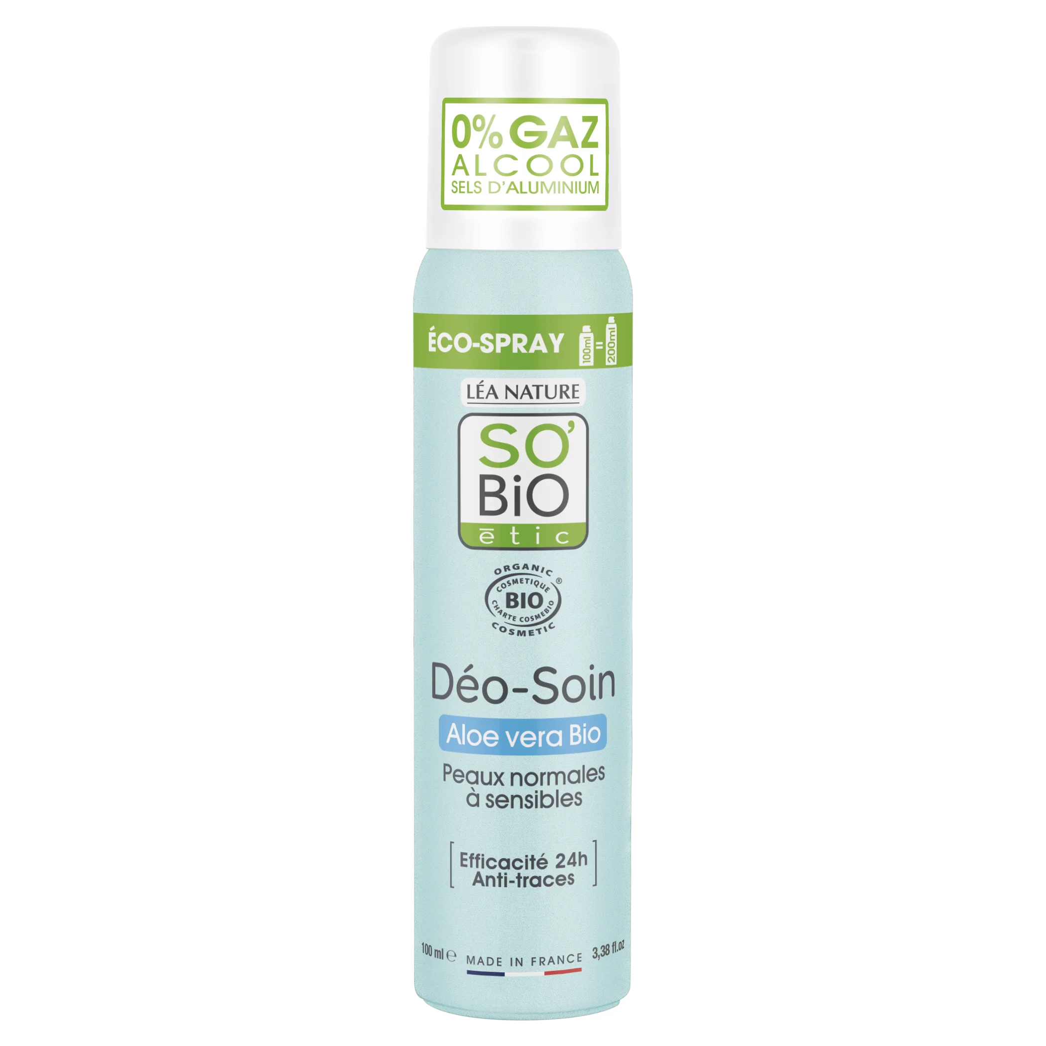 SO’BiO étic Dezodorant naturalny ECO SPRAY 24h - Aloe vera BIO (100 ml) - skuteczny aż do 24 godzin