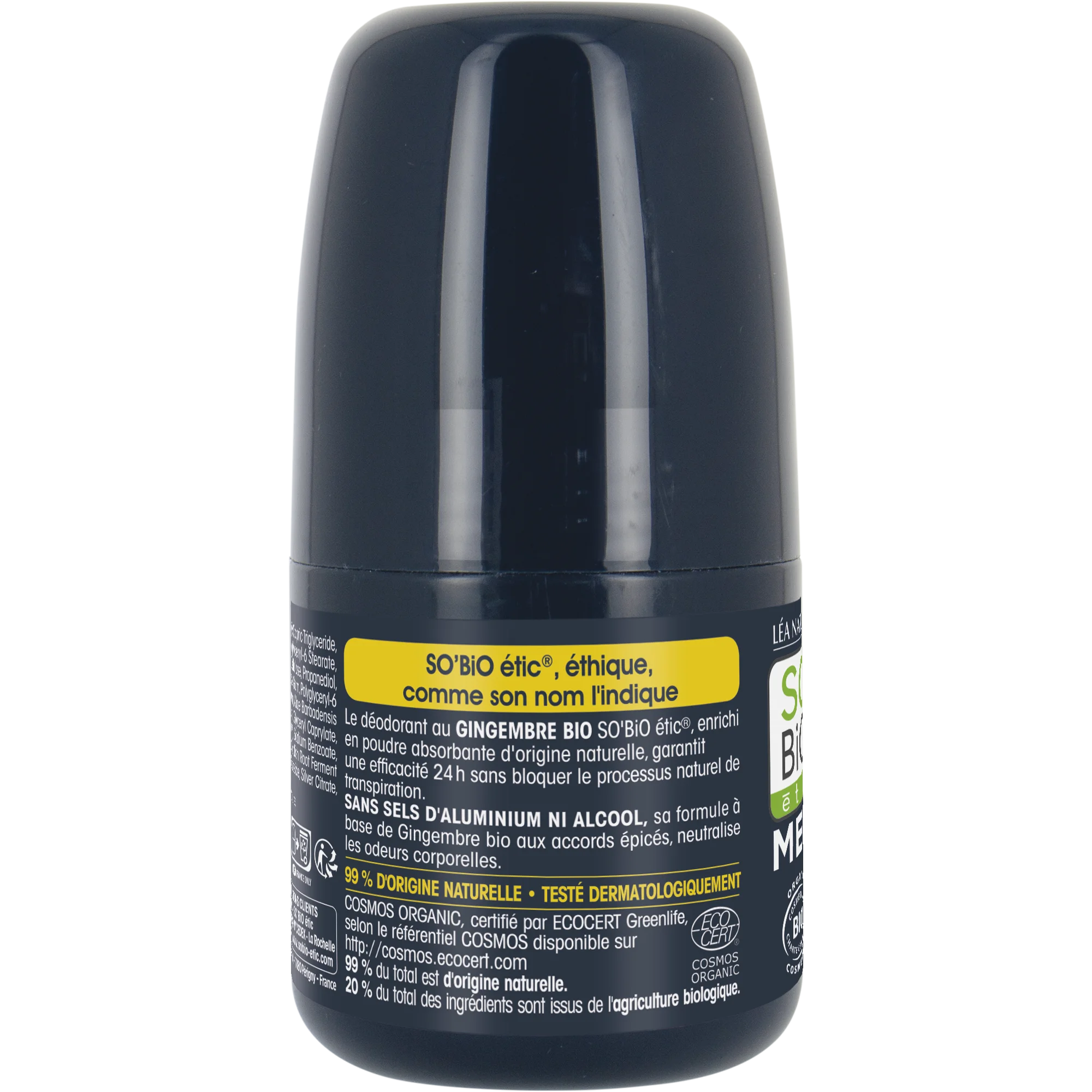 SO’BiO étic Dezodorant roll-on 24h MEN – imbir BIO (50 ml) – skuteczny do 24 godzin