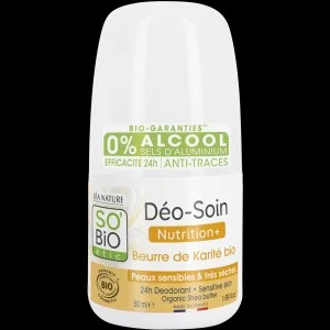 SO’BiO étic Dezodorant roll-on 24h Nutrition+ z masłem karité BIO (50 ml) - skuteczny aż do 24 godzin