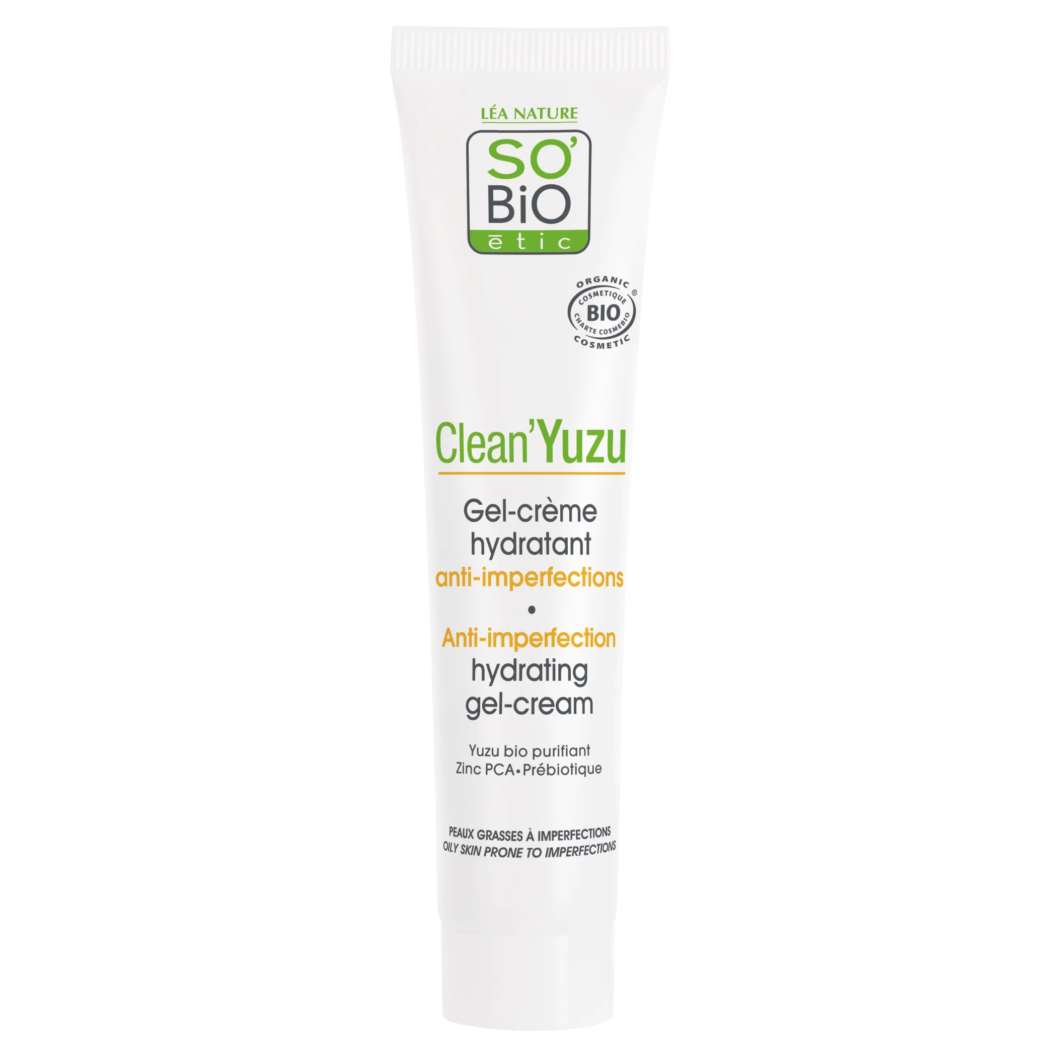 SO’BiO étic Żel-krem nawilżający do twarzy - Clean Yuzu BIO (40 ml) - idealny do cery tłustej