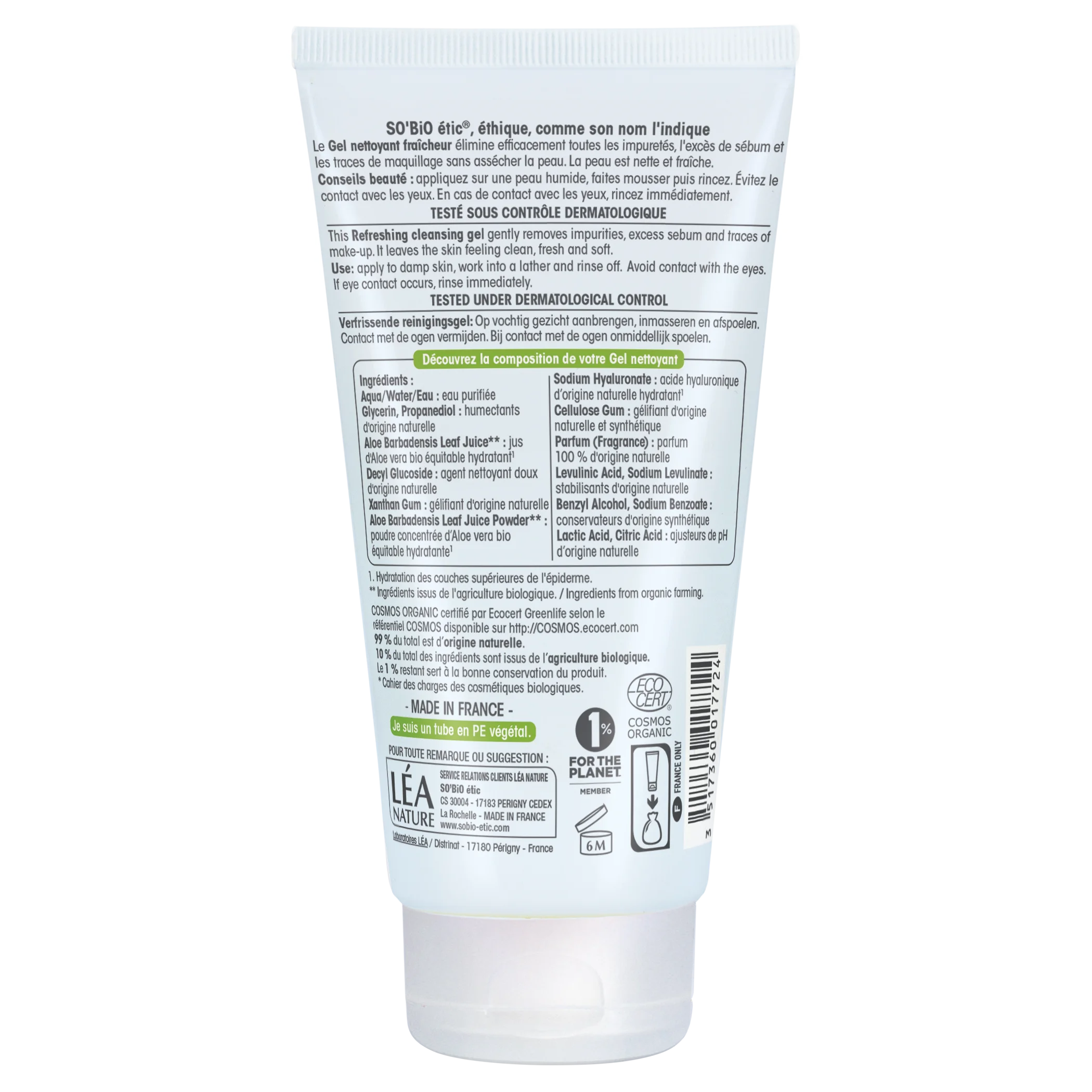 SO’BiO étic Żel myjący nawilżający Aloe vera BIO (150 ml) - do wszystkich typów skóry