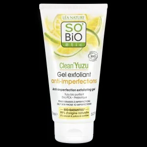 SO’BiO étic Żel złuszczający do twarzy - Clean Yuzu BIO (150 ml) - idealny dla cery tłustej