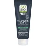 SO’BiO étic Żel pod prysznic MEN 3w1 – odświeżający wetiwer BIO (200 ml) – do ciała, twarzy i włosów