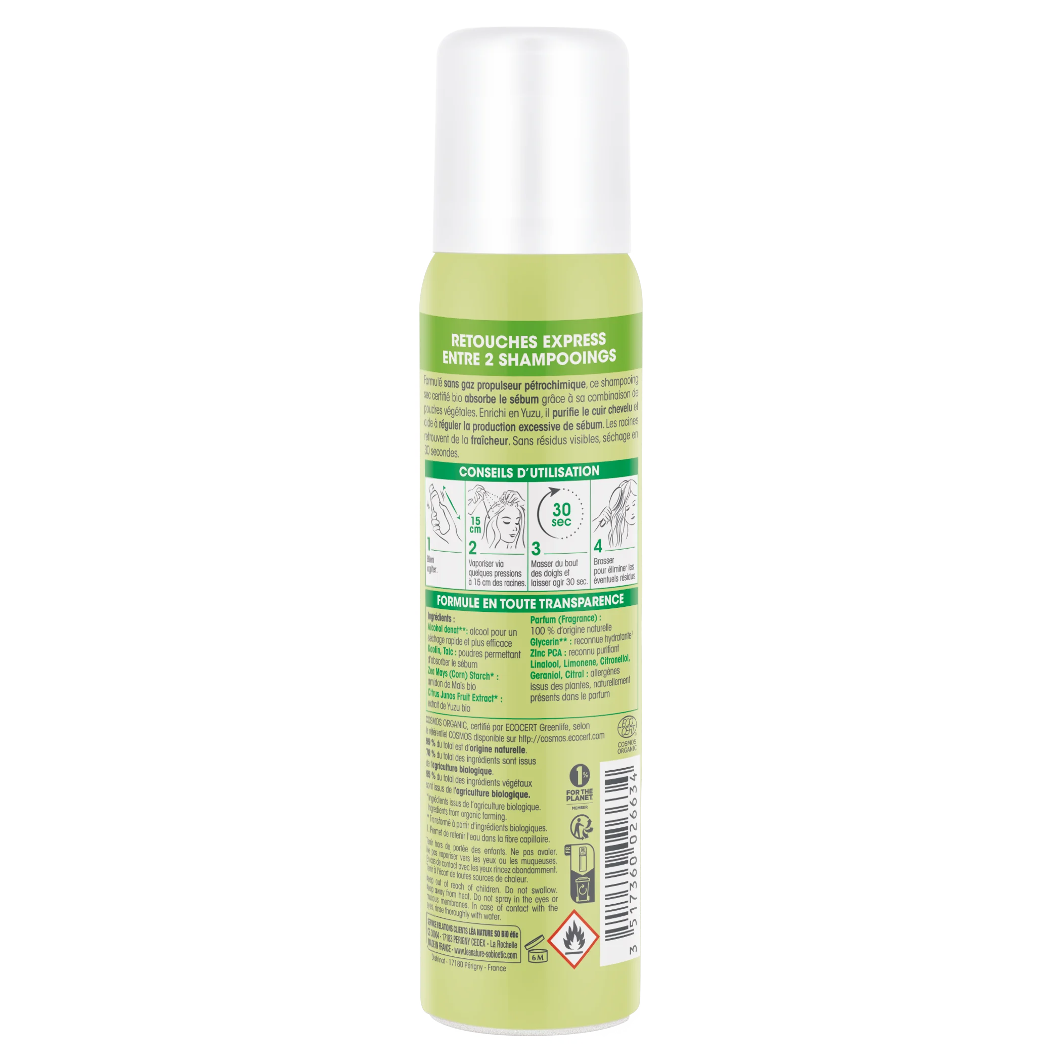 SO’BiO étic Suchy szampon oczyszczający w sprayu z Yuzu BIO (100 ml) - pozostawia włosy świeże i gładkie