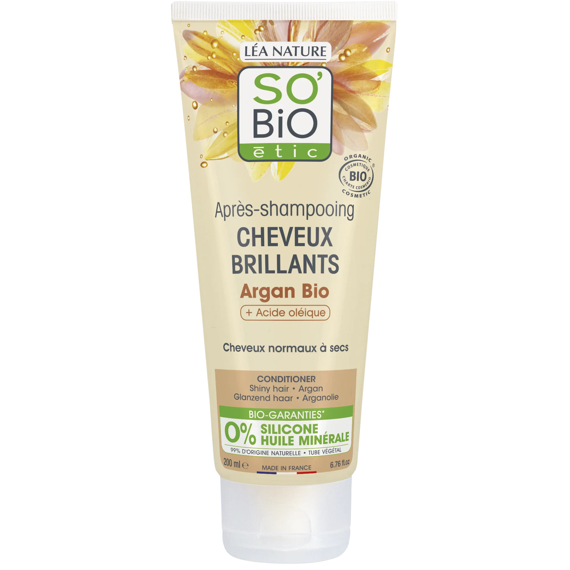 SO’BiO étic Odżywka arganowa nadająca blask - do włosów normalnych i suchych BIO (200 ml) - pozostawia włosy lśniące i miękkie