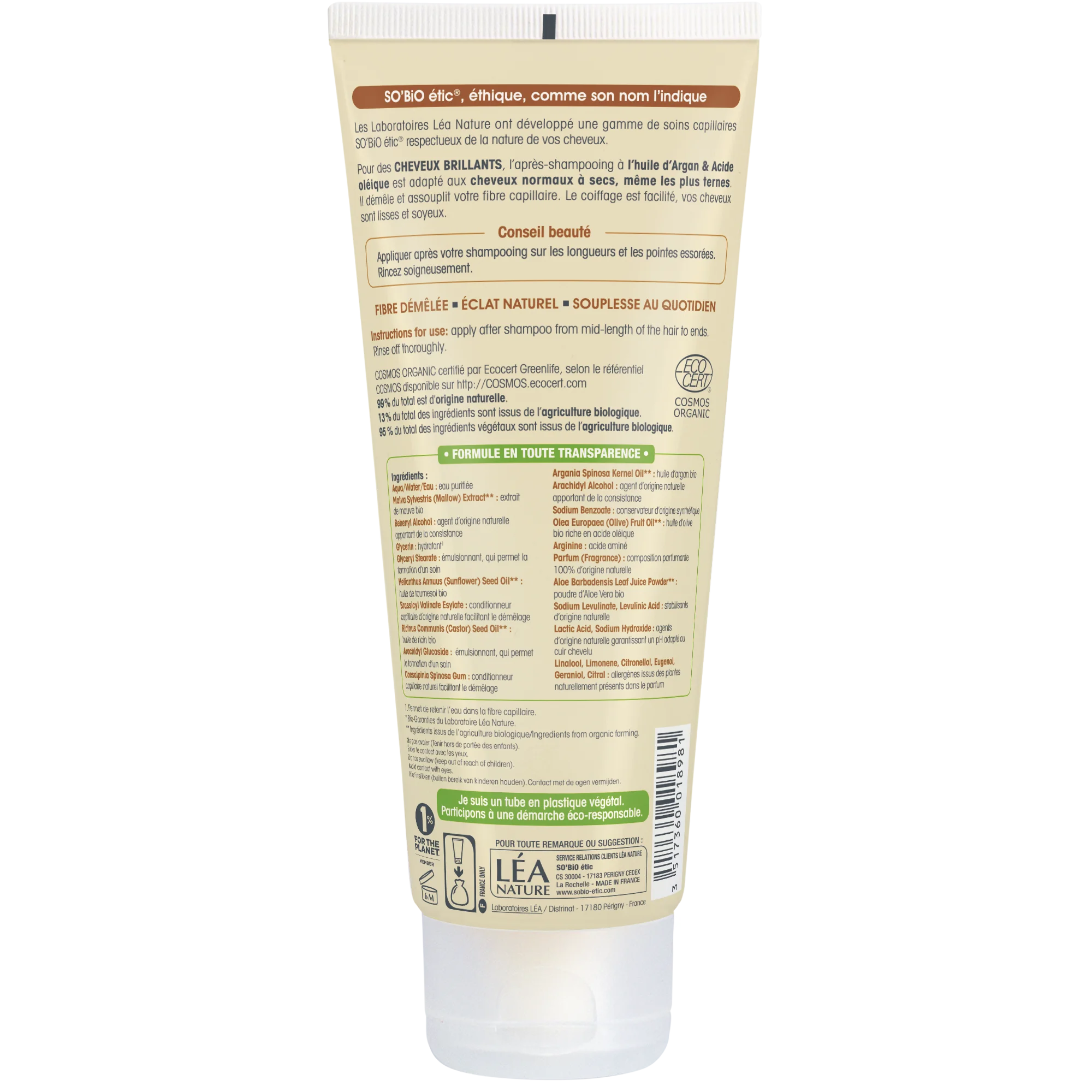 SO’BiO étic Odżywka arganowa nadająca blask - do włosów normalnych i suchych BIO (200 ml) - pozostawia włosy lśniące i miękkie