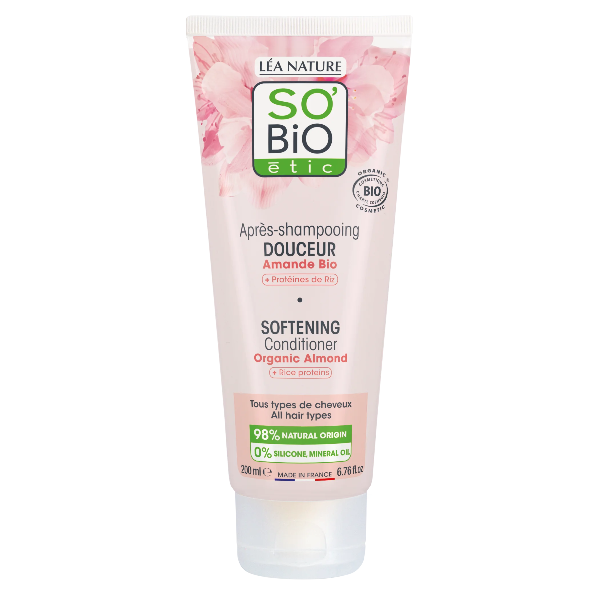 SO’BiO étic Odżywka do włosów z mleczkiem migdałowym i proteinami ryżowymi BIO (200 ml) - do wszystkich typów włosów