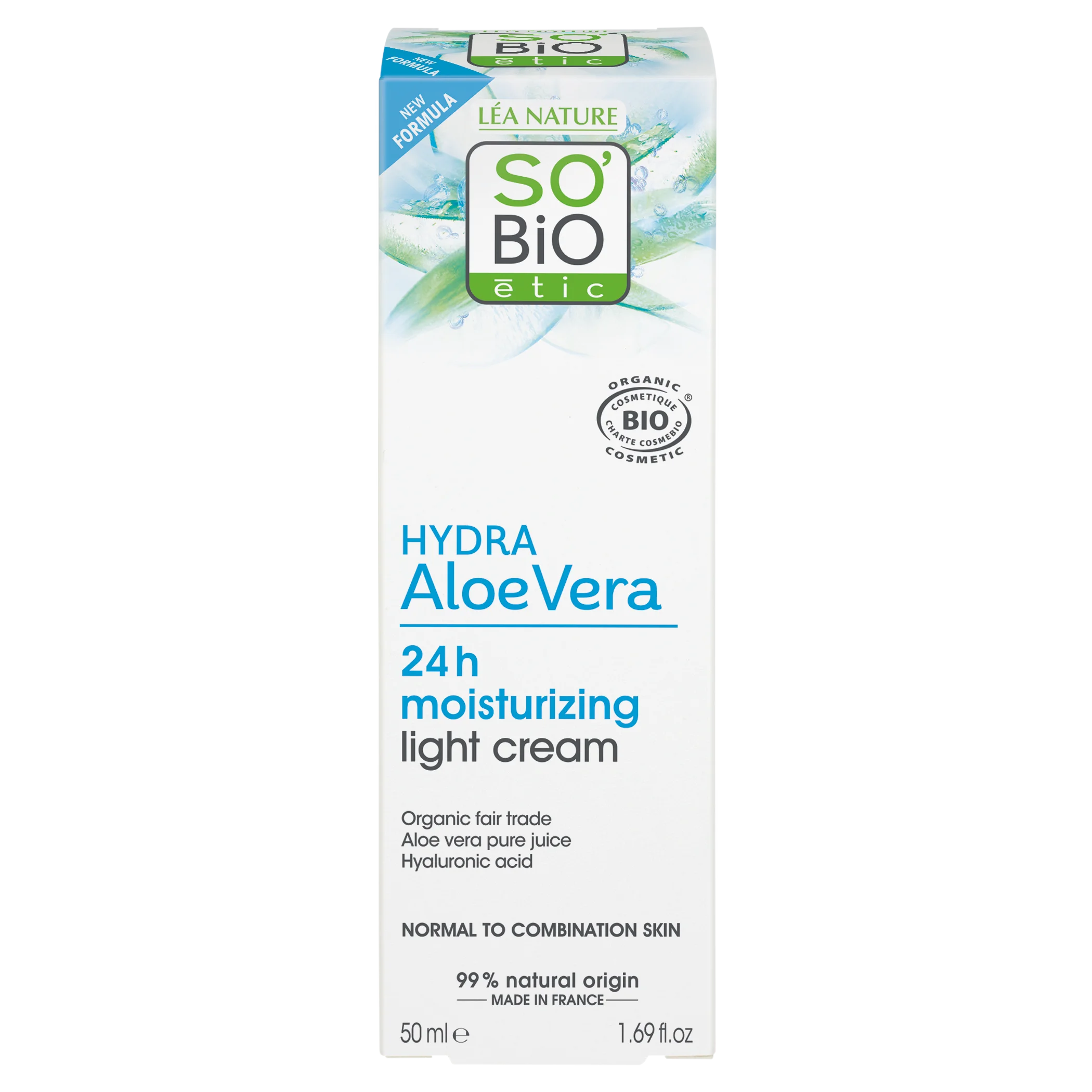 SO’BiO étic Lekki krem nawilżający na dzień z Aloesem BIO (50 ml) - z kwasem hialuronowym