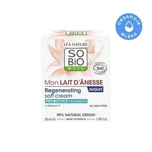 SO’BiO étic Krem na noc regenerujący z mlekiem oślim BIO (50 ml) - puszysta konsystencja