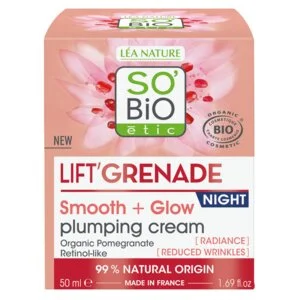 SO’BiO étic Krem na noc rozświetlający przeciwzmarszczkowy Lift'Grenade BIO (50 ml) - z granatem