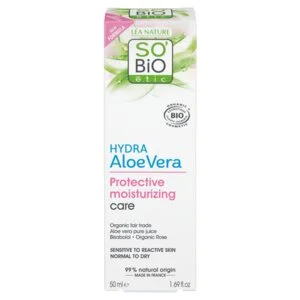 SO’BiO étic Krem ochronny do skóry wrażliwej z aloesem 5w1 BIO (50 ml) - nawilża i koi skórę