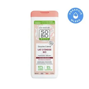 SO’BiO étic Kremowy żel pod prysznic delikatnie nawilżający z mlekiem oślim BIO (650 ml) - do wszystkich typów skóry