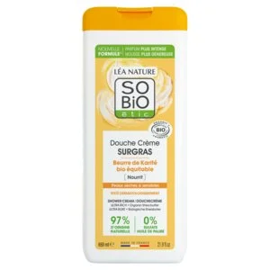 SO’BiO étic Kremowy żel pod prysznic SURGRAS z masłem shea BIO (650 ml) - idealny do skóry suchej i wrażliwej