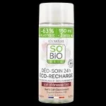 SO’BiO étic Wkład do 24-godzinnego nawilżającego dezodorantu roll-on z mlekiem oślim BIO (150 ml) - jeden wkład zastępuje trzy roll-ony