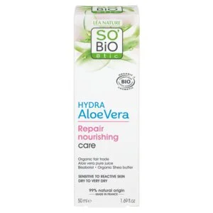 SO’BiO étic Odżywcza pielęgnacja regenerująca z aloesem do skóry wrażliwej BIO (50 ml) – nawilża i odżywia skórę