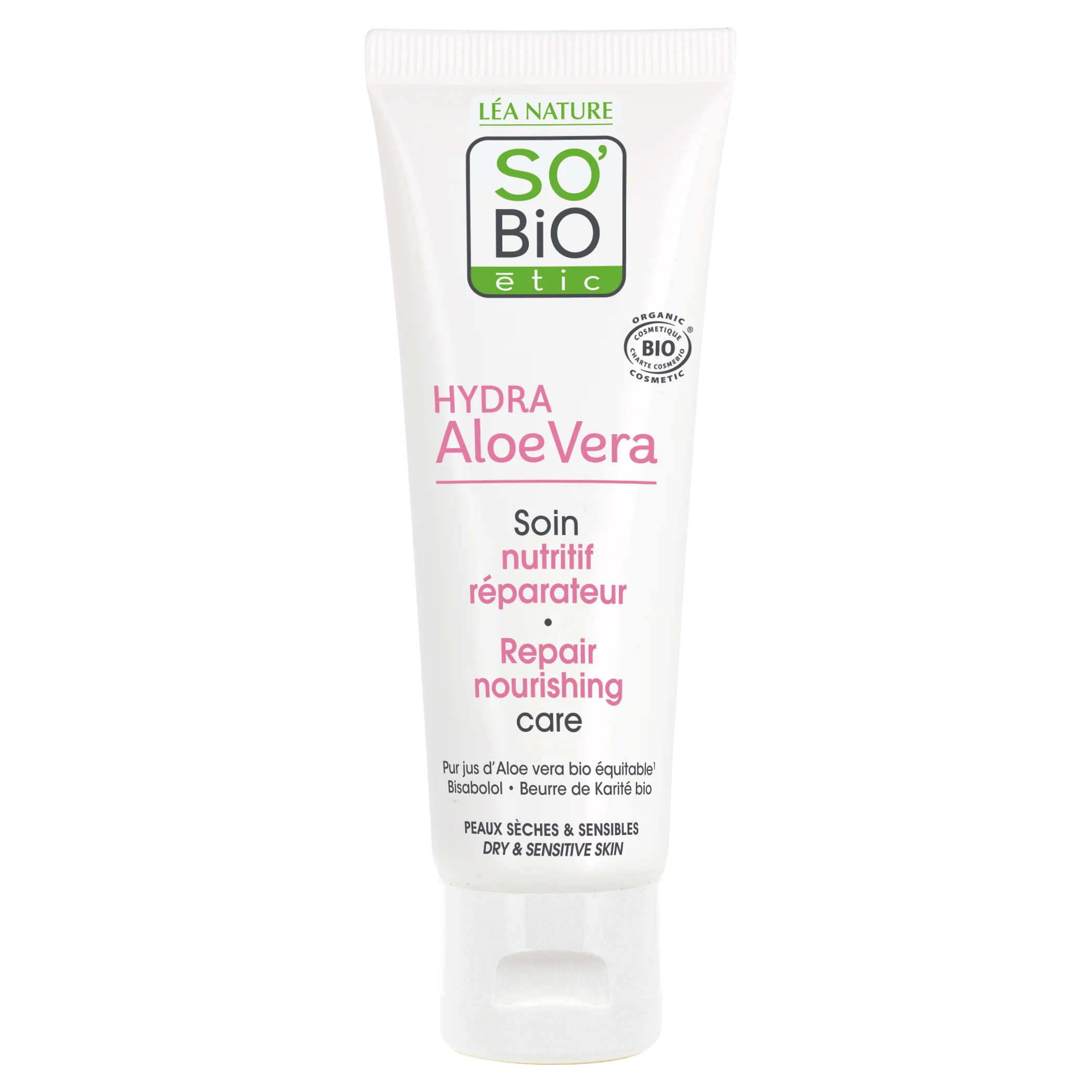 SO’BiO étic Odżywcza pielęgnacja regenerująca z aloesem do skóry wrażliwej BIO (50 ml) – nawilża i odżywia skórę