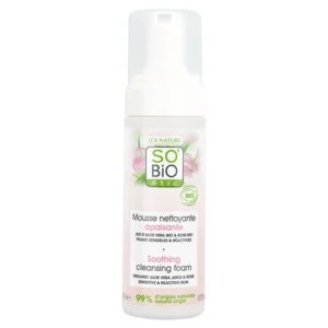 SO’BiO étic Pianka oczyszczająca łagodząca Aloe Vera BIO (150 ml) - wzbogacona wodą różaną