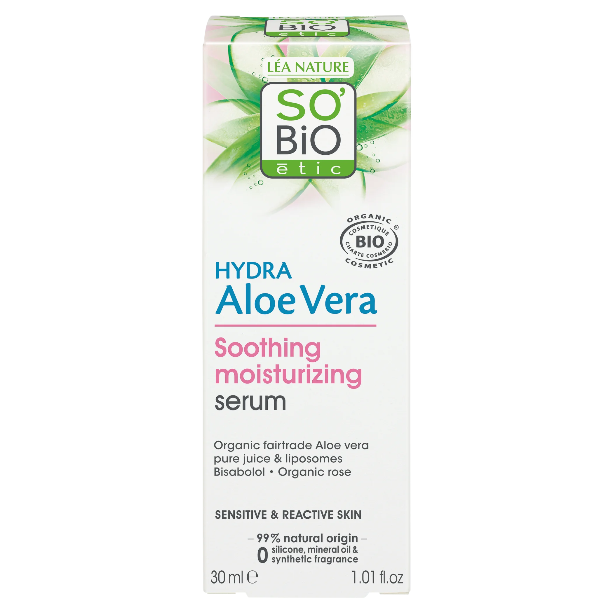 SO’BiO étic Serum do twarzy z Aloe vera – ukojenie i nawilżenie dla skóry wrażliwej BIO (30 ml) – nawilża, koi i rozświetla