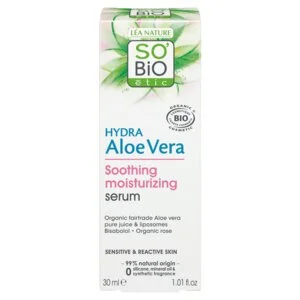 SO’BiO étic Serum do twarzy z Aloe vera – ukojenie i nawilżenie dla skóry wrażliwej BIO (30 ml) – nawilża, koi i rozświetla