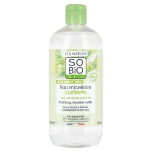 SO’BiO étic Oczyszczający płyn micelarny Aloe Vera – cynk i cytrusy BIO (500 ml) – idealny do cery mieszanej i tłustej