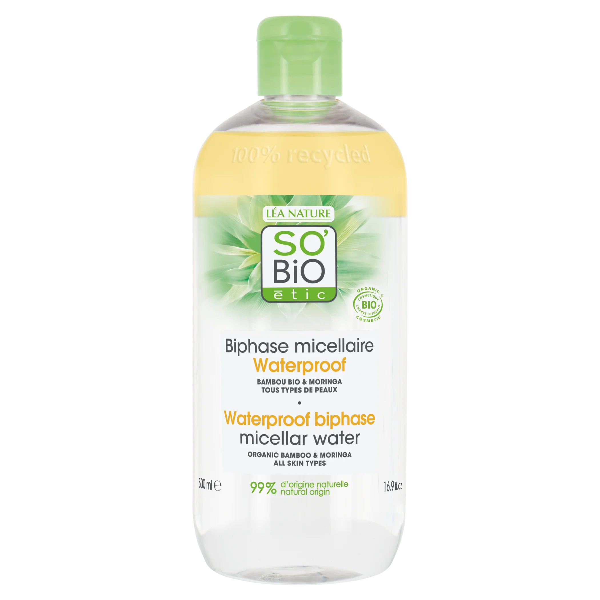 SO’BiO étic Płyn micelarny dwufazowy - Pur BAMBOO BIO (500 ml) - z organicznym bambusem i moringą