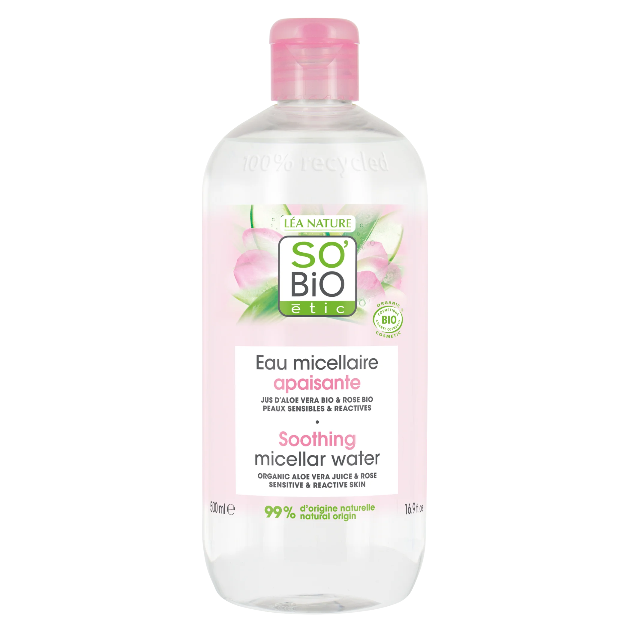 SO’BiO étic Woda micelarna z Aloe Vera, kojąca BIO (500 ml) - wzbogacona wodą rumiankową