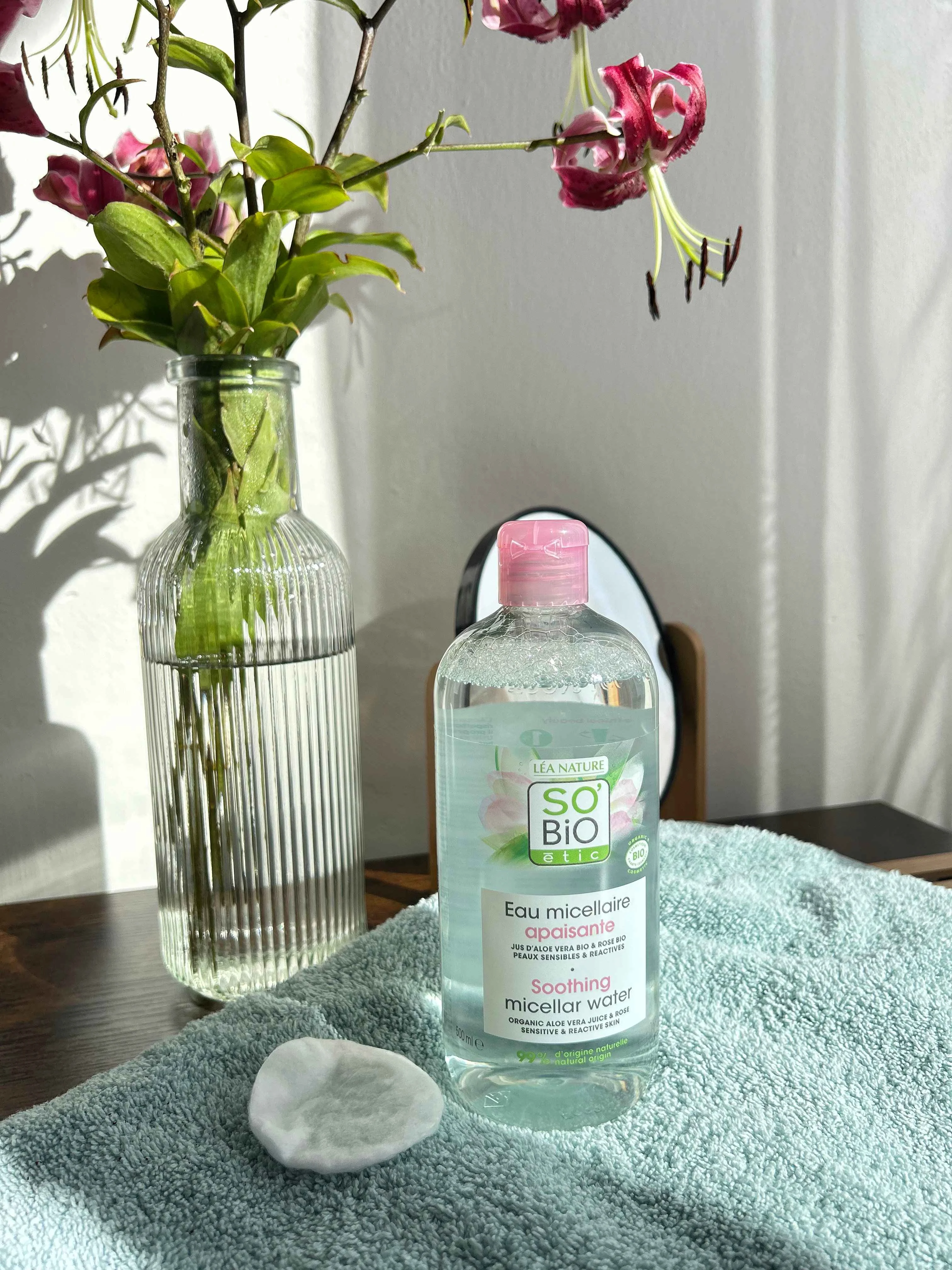 SO’BiO étic Woda micelarna z Aloe Vera, kojąca BIO (500 ml) - wzbogacona wodą rumiankową