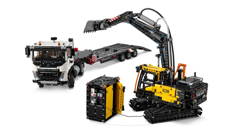 Technic 42175 Samochód ciężarowy Volvo FMX i elektryczna koparka Volvo EC230