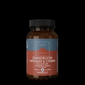 Terranova Health Dandelion, Artichoke & Cysteine Complex z mniszkiem lekarskim i karczochem (50 kapsułek) - wspiera detoksykację i prawidłowe funkcjonowanie wątroby