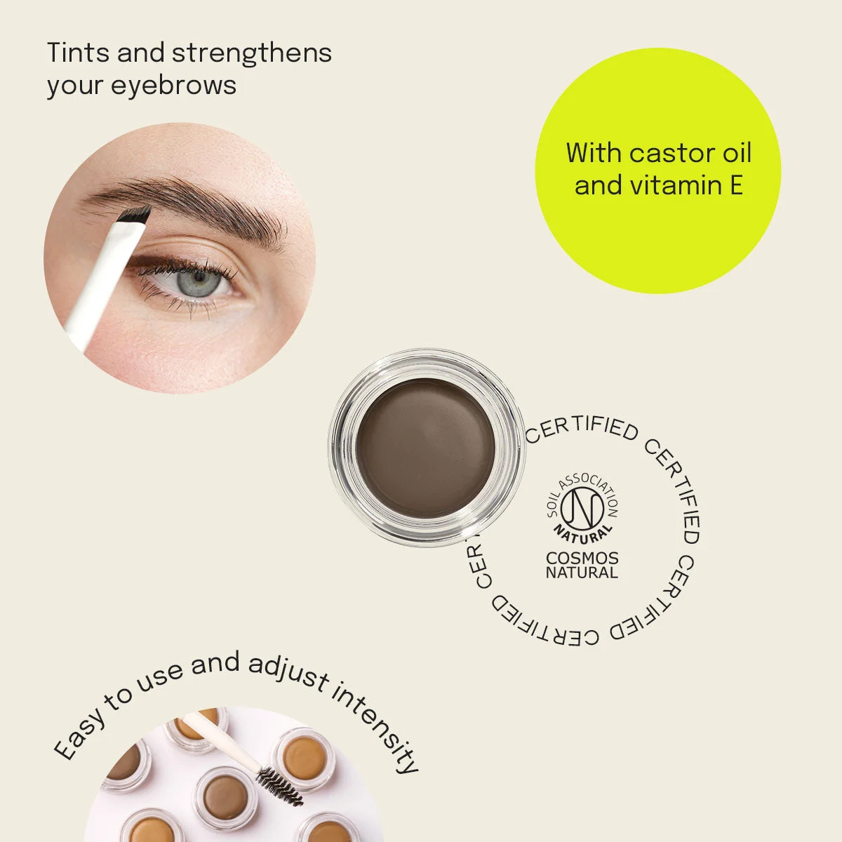 Uoga Uoga Kremowa pomada do brwi (2,5 ml) 796 Taupe - Medium Brown - 3 odcienie dla optycznie gęstszych brwi