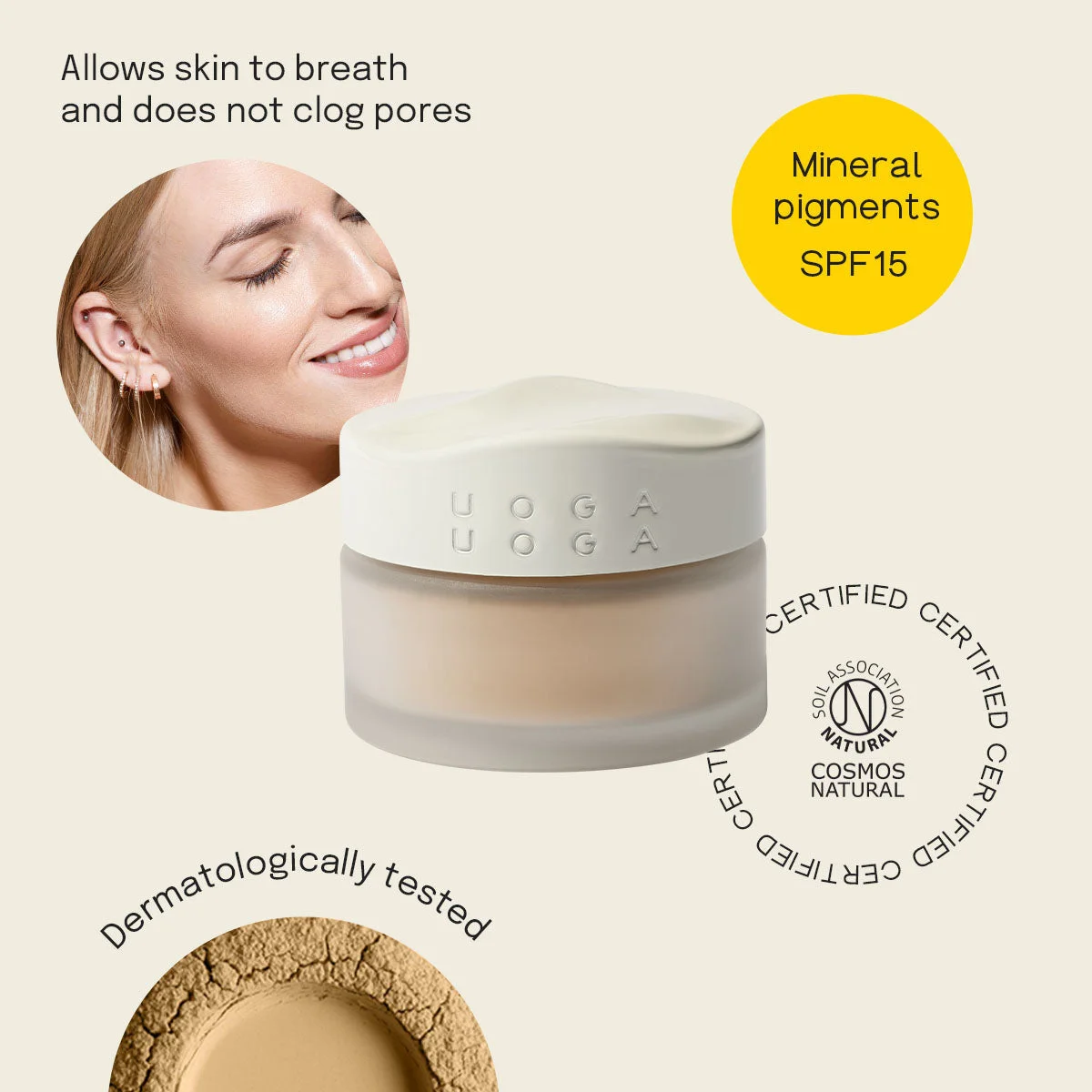 Uoga Uoga Mineralny sypki podkład z bursztynem (10 g) 806 Goddess of Gold - lekki, naturalny, SPF 15