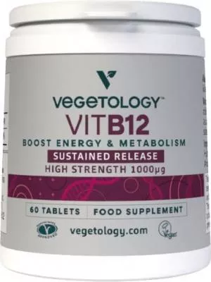 Vegetology Vegetology Witamina B12 1000µg (cyjanokobalamina) o stopniowym uwalnianiu 60 tabletek