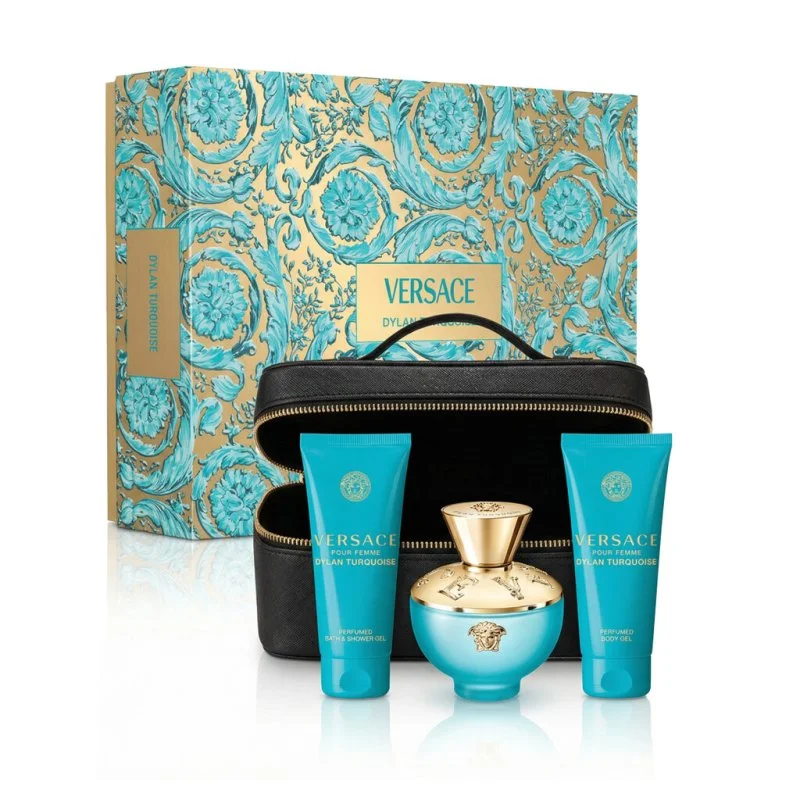 Pour Femme Dylan Turquoise + żel pod prysznic 100 ml + żel do ciała 100 ml + kosmetyczka woda toaletowa dla kobiet