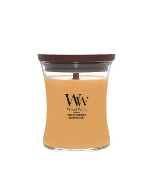 WoodWick Golden Bourbon świeca zapachowa z drewnianym knotem 275 g