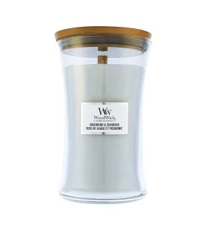 WoodWick Sagewood & Seagrass świeca zapachowa z drewnianym knotem 609 g