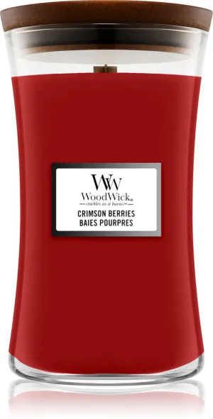 WoodWick Crimson Berries świeca zapachowa z drewnianym knotem 275 g