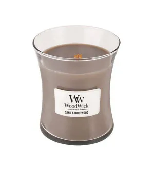 WoodWick Sand & Driftwood świeca zapachowa z drewnianym knotem 275 g