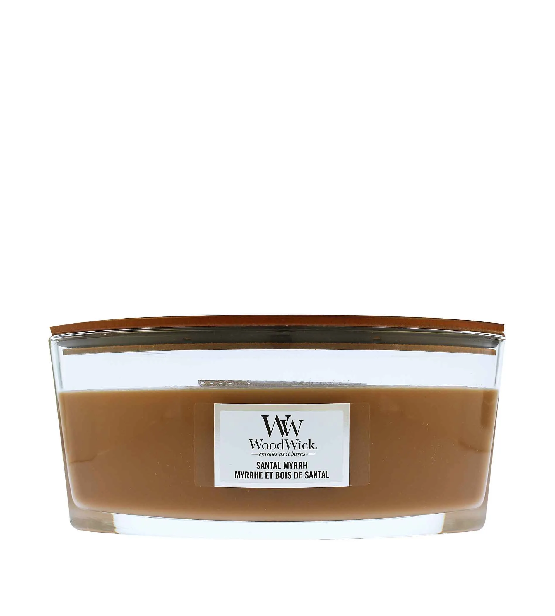 WoodWick Santal Myrrh zapachowa świeca z drewnianym knotem dla mężczyzn