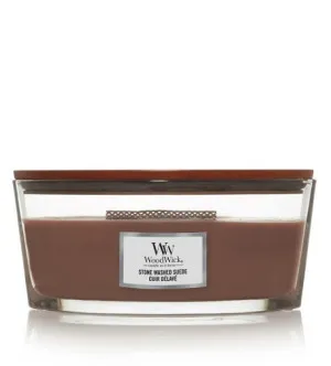 WoodWick Stone Washed Suede świeca zapachowa z drewnianym knotem 453,6 g