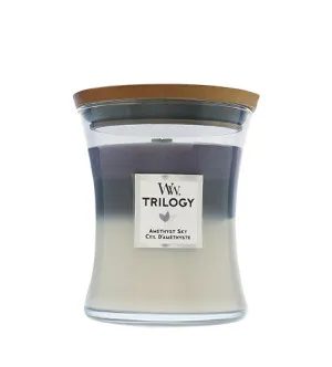 WoodWick Trilogy Amethyst Sky świeca zapachowa z drewnianym knotem 275 g