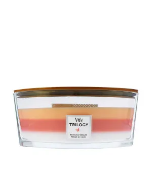 WoodWick Trilogy Blooming Orchard świeca zapachowa z drewnianym knotem 453,6 g