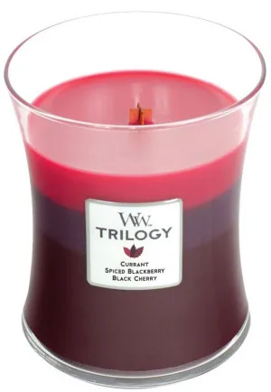 WoodWick Trilogy Sun Ripened Berries świeca zapachowa z drewnianym knotem dla kobiet