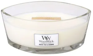 WoodWick White Tea & Jasmine świeca zapachowa z drewnianym knotem 453,6 g
